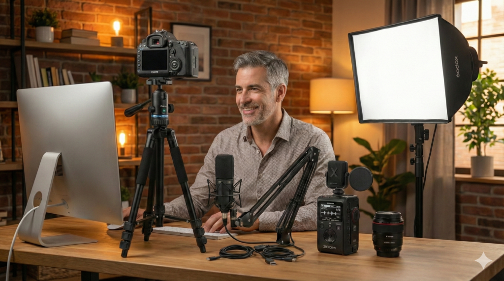 best camera light mic for podcast webinar meeting